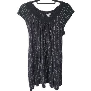Croft & Barrow‎ Intimates Pajama Dress Med Womens Black Heart Print Cap Sleeve